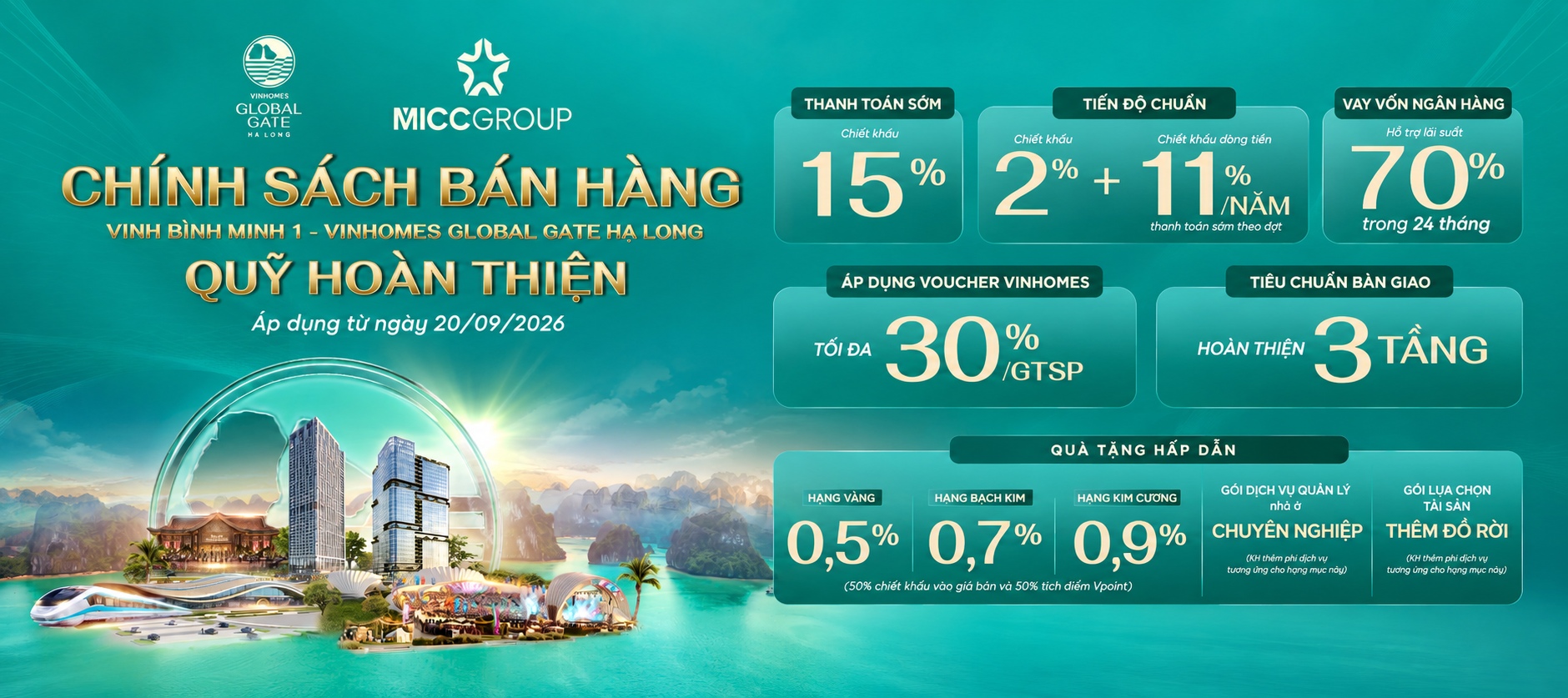 Chính sách tài chính Vinhomes Global Gate Hạ Long